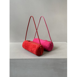 植鞣牛皮奶牛紋馬毛圓筒包復古法棍包腋下包單肩斜後後背包女2025新款