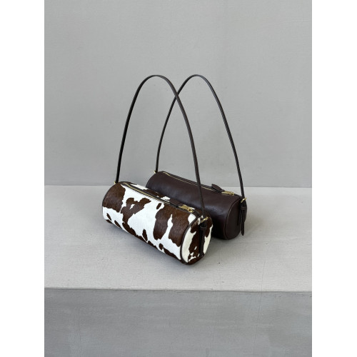 植鞣牛皮奶牛紋馬毛圓筒包復古法棍包腋下包單肩斜後後背包女2025新款