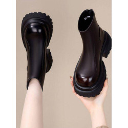 歐貨馬丁靴女大頭菸筒靴加絨厚底松糕小個子切爾西靴機車加絨短靴