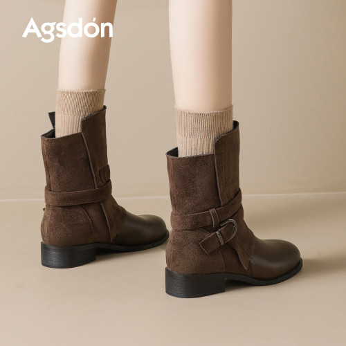 奧古獅登馬丁靴女2025秋冬新款長筒靴2026春季騎士靴英倫風西部靴