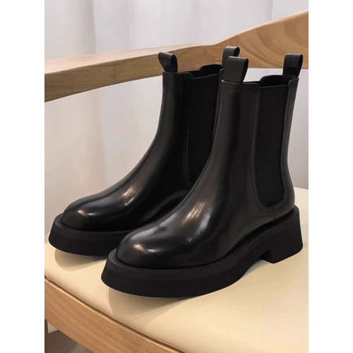 巨好看爆款短靴女款2025新款秋冬季厚底加絨真皮黑色切爾西馬丁靴 巨好看爆款短靴女款2025新款秋冬季厚底加絨真皮黑色切爾西馬丁靴