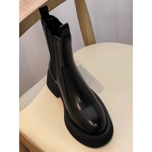 巨好看爆款短靴女款2025新款秋冬季厚底加絨真皮黑色切爾西馬丁靴 巨好看爆款短靴女款2025新款秋冬季厚底加絨真皮黑色切爾西馬丁靴