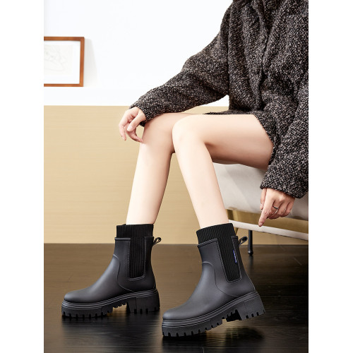 2025女款雨靴時尚百搭韓版雨鞋新款水鞋厚底增高膠鞋外穿防水防滑