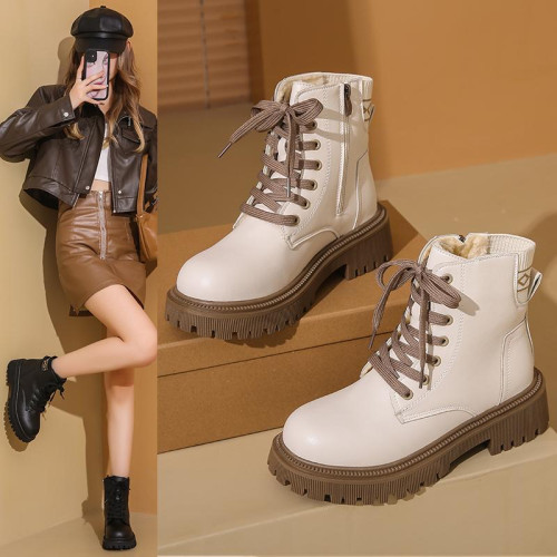 加絨厚底馬丁靴女2026秋冬新款防滑保暖雪地棉靴大碼英倫風短靴子 加絨厚底馬丁靴女2026秋冬新款防滑保暖雪地棉靴大碼英倫風短靴子