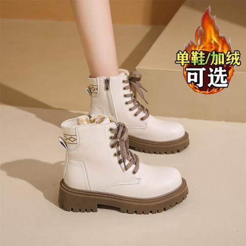 加絨厚底馬丁靴女2026秋冬新款防滑保暖雪地棉靴大碼英倫風短靴子 加絨厚底馬丁靴女2026秋冬新款防滑保暖雪地棉靴大碼英倫風短靴子