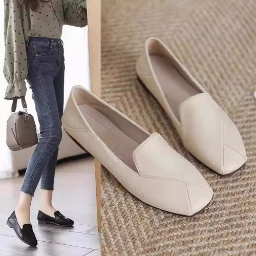 2026夏季牛津軟底真軟皮單鞋女平底懶人鞋一腳蹬樂福鞋工作小皮鞋