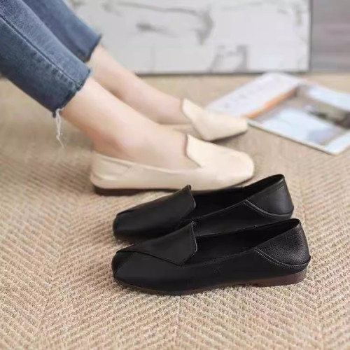 2026夏季牛津軟底真軟皮單鞋女平底懶人鞋一腳蹬樂福鞋工作小皮鞋