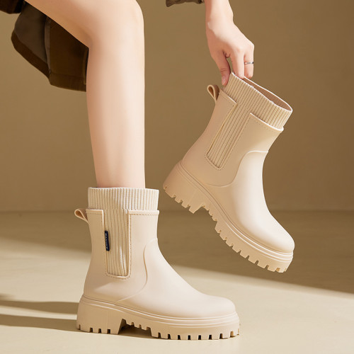 匡尋好看的馬丁雨鞋女款時尚外穿中筒防水鞋防滑舒適雨靴加絨膠鞋