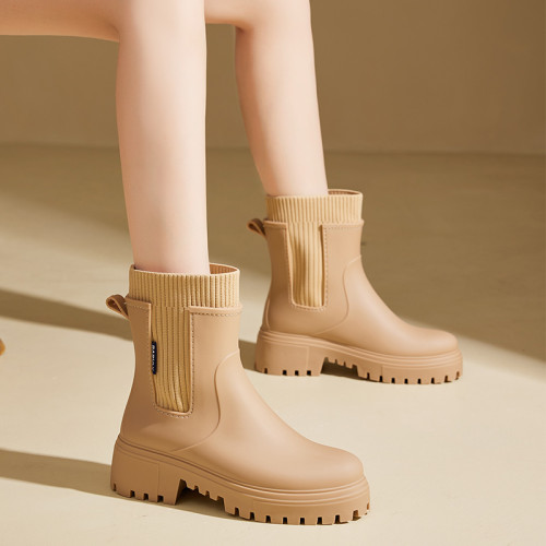 匡尋好看的馬丁雨鞋女款時尚外穿中筒防水鞋防滑舒適雨靴加絨膠鞋