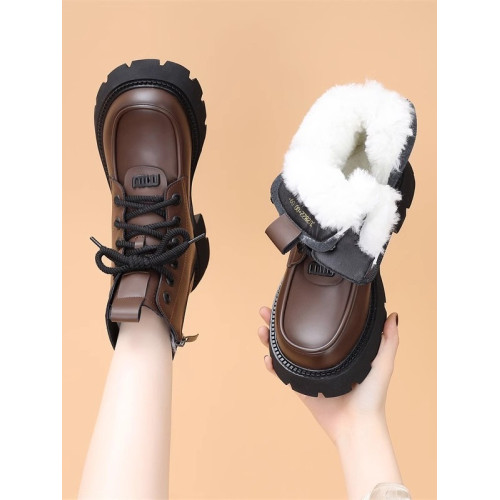 大東歌真皮厚底雪地靴女2025秋冬新款加絨加厚馬丁靴皮毛一體棉鞋 大東歌真皮厚底雪地靴女2025秋冬新款加絨加厚馬丁靴皮毛一體棉鞋