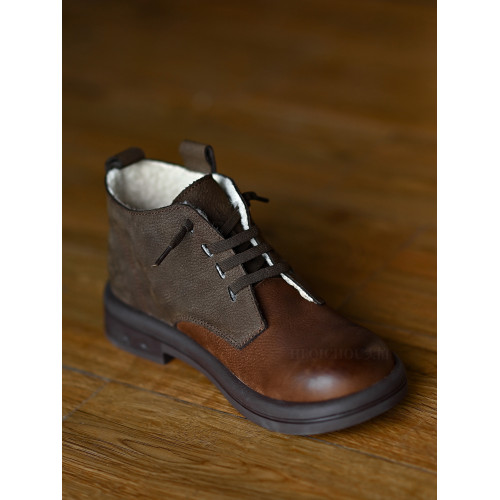 何其醜 頭層牛皮系帶馬丁靴女平底女靴真皮短靴2025新款秋冬女鞋 何其醜 頭層牛皮系帶馬丁靴女平底女靴真皮短靴2025新款秋冬女鞋