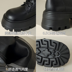 厚底增高馬丁靴女2026新款春夏百搭加絨短靴瘦瘦靴黑色中筒雪地靴