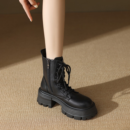 厚底增高馬丁靴女2026新款春夏百搭加絨短靴瘦瘦靴黑色中筒雪地靴 厚底增高馬丁靴女2026新款春夏百搭加絨短靴瘦瘦靴黑色中筒雪地靴