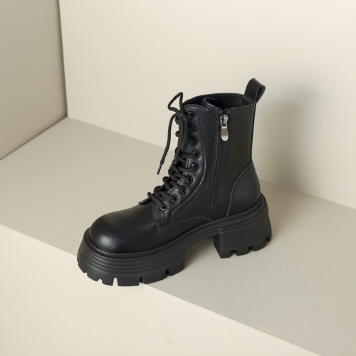 厚底增高馬丁靴女2026新款春夏百搭加絨短靴瘦瘦靴黑色中筒雪地靴 厚底增高馬丁靴女2026新款春夏百搭加絨短靴瘦瘦靴黑色中筒雪地靴