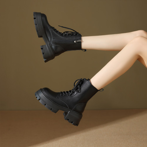 厚底增高馬丁靴女2026新款春夏百搭加絨短靴瘦瘦靴黑色中筒雪地靴 厚底增高馬丁靴女2026新款春夏百搭加絨短靴瘦瘦靴黑色中筒雪地靴