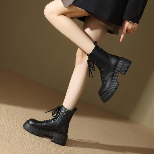 厚底增高馬丁靴女2026新款春夏百搭加絨短靴瘦瘦靴黑色中筒雪地靴 厚底增高馬丁靴女2026新款春夏百搭加絨短靴瘦瘦靴黑色中筒雪地靴