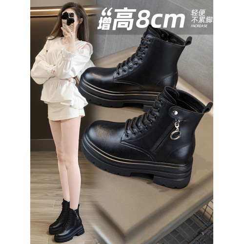 小個子內增高馬丁靴女2025新款爆款秋款8公分真皮百搭厚底短靴潮 小個子內增高馬丁靴女2025新款爆款秋款8公分真皮百搭厚底短靴潮