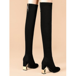 長靴女過膝靴2025秋冬新款百搭小個子高跟彈力靴粗跟不掉筒長筒靴