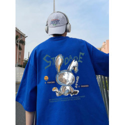 100%純棉重磅美式趣味高街男女潮牌t恤短袖潮流夏季寬鬆oversize