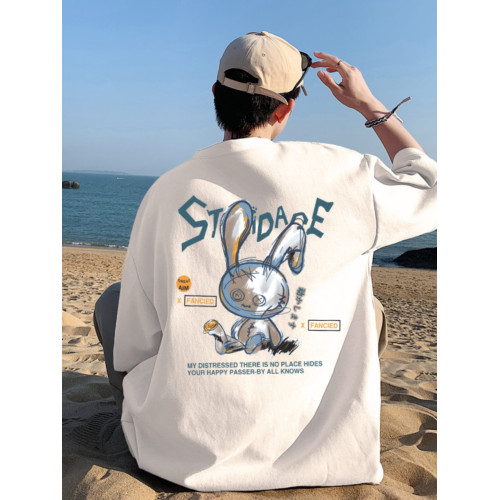 100%純棉重磅美式趣味高街男女潮牌t恤短袖潮流夏季寬鬆oversize