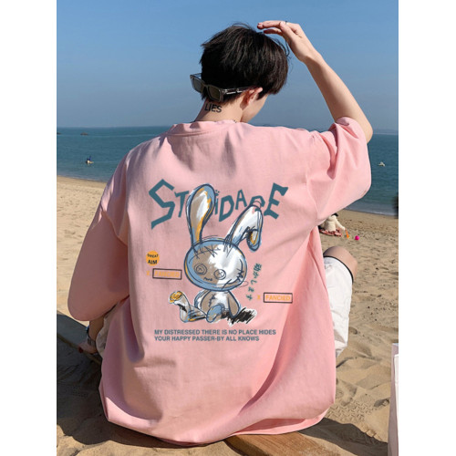 100%純棉重磅美式趣味高街男女潮牌t恤短袖潮流夏季寬鬆oversize