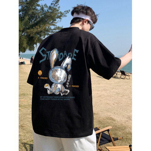 100%純棉重磅美式趣味高街男女潮牌t恤短袖潮流夏季寬鬆oversize