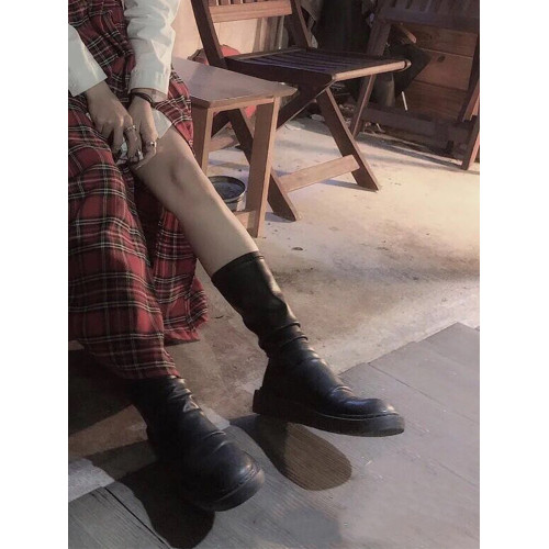 2023包腿瘦瘦靴黑色彈力圓頭厚底粗跟堆堆中筒短靴不過膝襪子靴 2023包腿瘦瘦靴黑色彈力圓頭厚底粗跟堆堆中筒短靴不過膝襪子靴