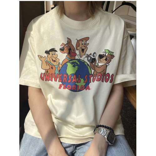 美式卡通復古vintage男女款短袖T恤情侶款純棉寬鬆趣味狗狗印花