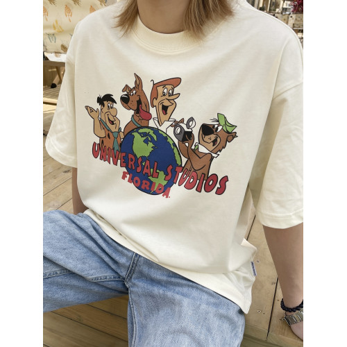 美式卡通復古vintage男女款短袖T恤情侶款純棉寬鬆趣味狗狗印花