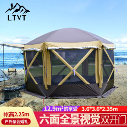 六角帳篷戶外大天幕自動帳防大暴雨防風曬水塗銀矇古包專業野露營