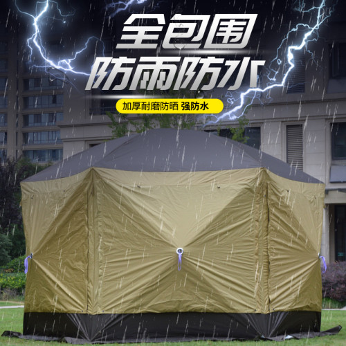 六角帳篷戶外大天幕自動帳防大暴雨防風曬水塗銀矇古包專業野露營