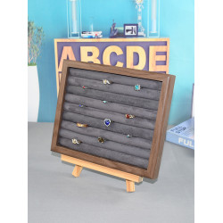 深胡桃色看貨盤戒指托盤復古耳釘耳環收納盒男女指環盒擺攤展示架