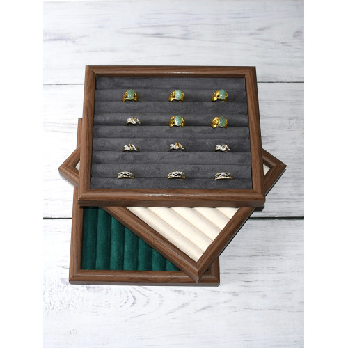 深胡桃色看貨盤戒指托盤復古耳釘耳環收納盒男女指環盒擺攤展示架 深胡桃色看貨盤戒指托盤復古耳釘耳環收納盒男女指環盒擺攤展示架