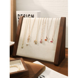 飾品陳列展示道具項鍊掛架麻布胡桃木手串耳環戒指手鏈首飾展示架