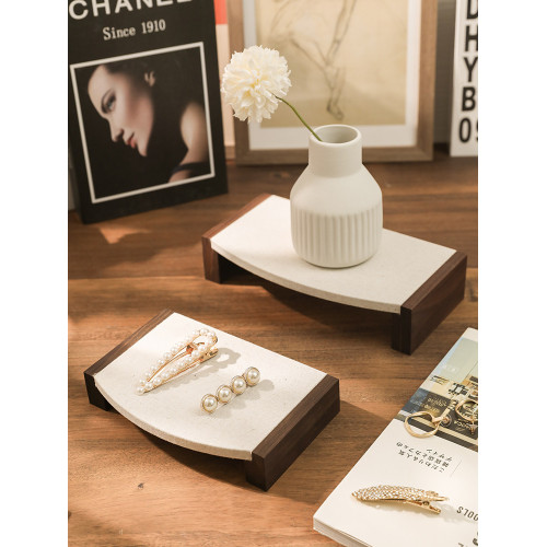 飾品陳列展示道具項鍊掛架麻布胡桃木手串耳環戒指手鏈首飾展示架