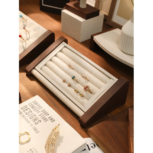 飾品陳列展示道具項鍊掛架麻布胡桃木手串耳環戒指手鏈首飾展示架