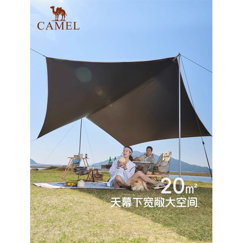 駱駝天幕帳篷戶外2026桌椅露營六件套可攜式折曡穹頂黑膠遮陽
