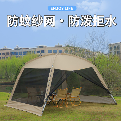 戶外露營帳篷網紗遮陽棚野餐多人遮陽庭院休閒露營網紗涼棚大帳篷
