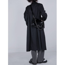 木川卡 時尚斜後後背包軟皮復古通勤托特包機車感鏈條腋下包手提包包