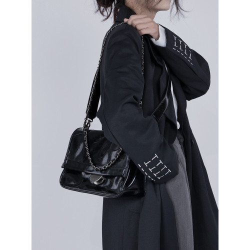 木川卡 時尚斜後後背包軟皮復古通勤托特包機車感鏈條腋下包手提包包 木川卡 時尚斜後後背包軟皮復古通勤托特包機車感鏈條腋下包手提包包