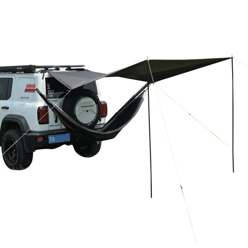 簡森戶外可攜式通用車尾帳車邊天幕全黑膠簡易帳篷吸盤遮陽SUV轎車