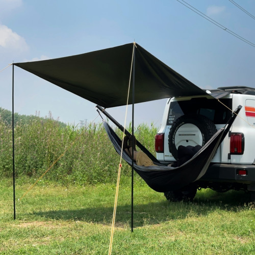 簡森戶外可攜式通用車尾帳車邊天幕全黑膠簡易帳篷吸盤遮陽SUV轎車