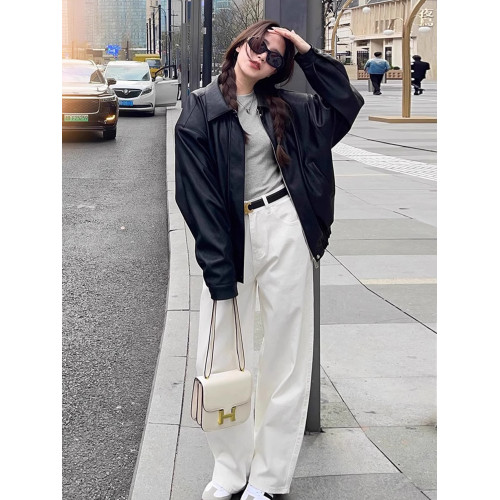 拉夏貝爾白色濶腿牛仔褲女2025新款秋冬直筒垂感小個子休閒加絨褲 拉夏貝爾白色濶腿牛仔褲女2025新款秋冬直筒垂感小個子休閒加絨褲