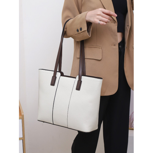 時尚簡約大容量真皮托特包女高級感軟牛皮商務休閒單肩包放A4文件