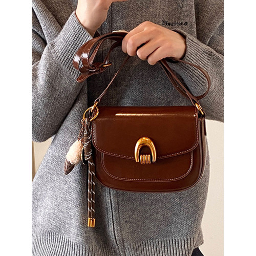 時尚休閒馬鞍包女2025冬季新款復古簡約百搭單肩包高級感潮流女包