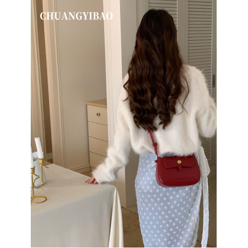 韓版小衆ins百搭手提包女2005新款秋冬百搭馬鞍包休閒單肩斜後後背包 韓版小衆ins百搭手提包女2005新款秋冬百搭馬鞍包休閒單肩斜後後背包