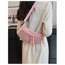 輕便春季小布包外出斜背小包胸包女運動休閒編繩小後後背包百搭隨身潮