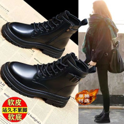 品牌特價2025秋冬新款馬丁靴女網紅爆款加絨平底顯瘦短靴小個子鞋