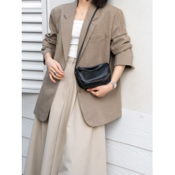 商場同款真皮單肩斜背小包女2026新時尚頭層植鞣牛皮手機包馬鞍包