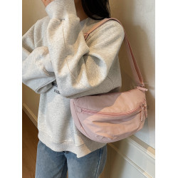 輕便包包女休閒尼龍布防潑水馬鞍包大容量簡約純色單肩斜背小包